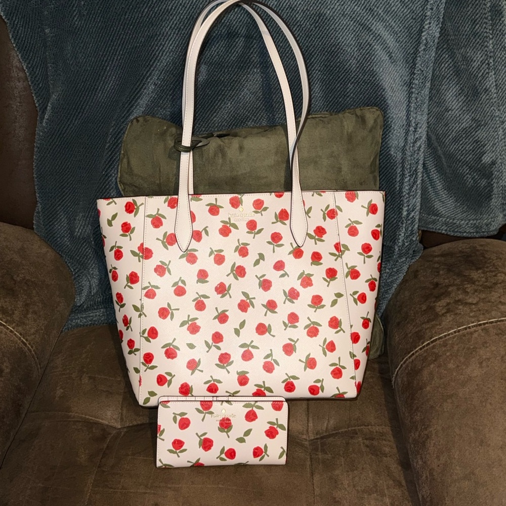 Kate Spade Floral Tote Bag with Matching Wallet